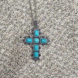 Icing Turquoise Cross Pendant Necklace